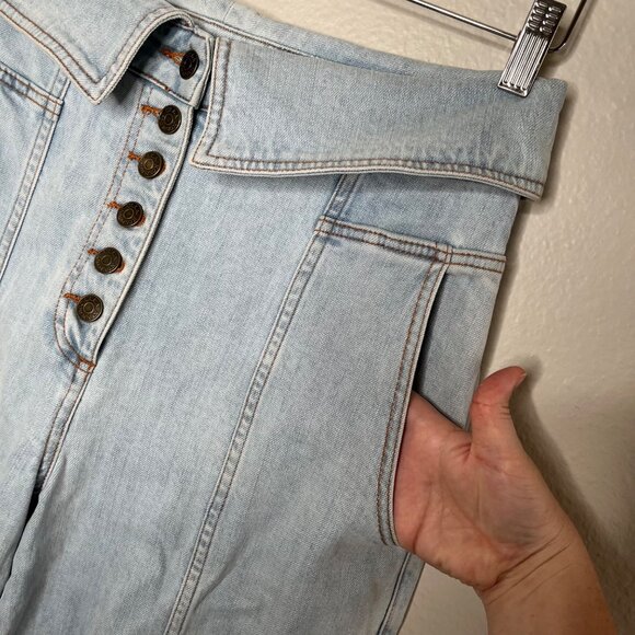 Ulla Johnson Kingston Denim Fold Over Button Fly Jogger jeans Size 6 - Picture 6 of 11
